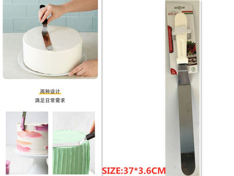 Angled 37CM pallet knife set of 6, ideal for artists and bakers, featuring a comfortable grip and precise angled blade.
