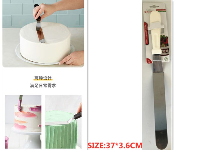 Angled 37CM pallet knife set of 6, ideal for artists and bakers, featuring a comfortable grip and precise angled blade.