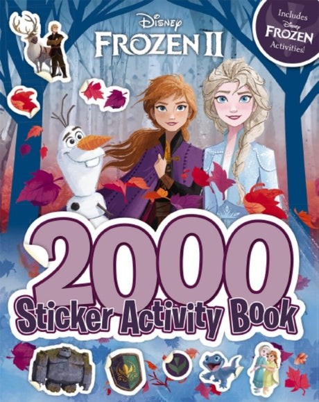 Colorful sticker book featuring 2000 Frozen 2 stickers with Anna, Elsa, Olaf, and Kristoff for creative fun and learning.