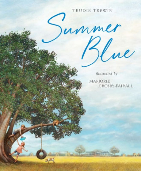 Hardback children's book "Summer Blue" portraying Marley and Moses experiencing the heat of an Australian summer.