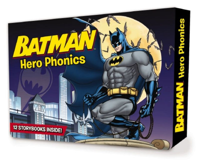 Dc Batman Phonics 12 Book Box Set featuring vibrant illustrations, engaging storylines, and essential phonics learning for kids.