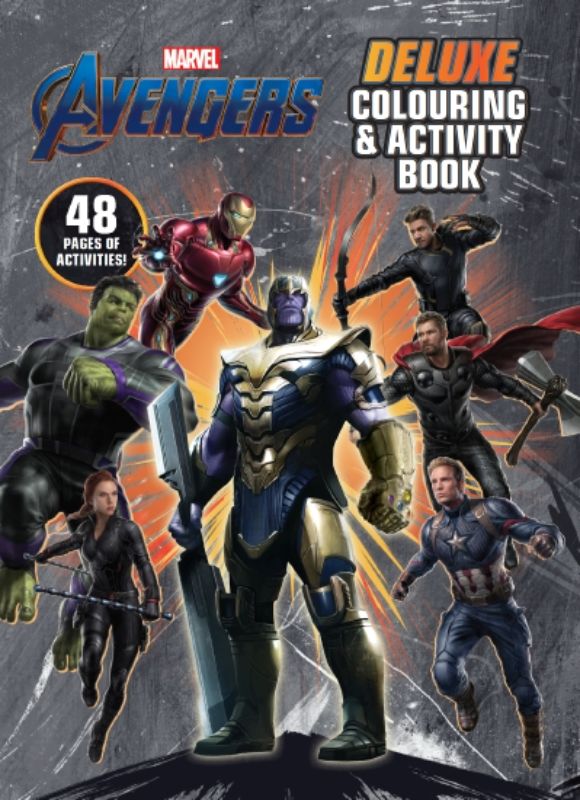 Coloring book featuring Avengers illustrations and activities, perfect for Marvel fans to unleash creativity and enjoy family fun.