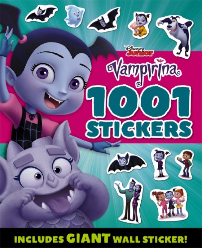 Colorful Disney Vampirina 1001 Sticker Book featuring 48 pages, including stickers and a giant wall sticker for creative fun.