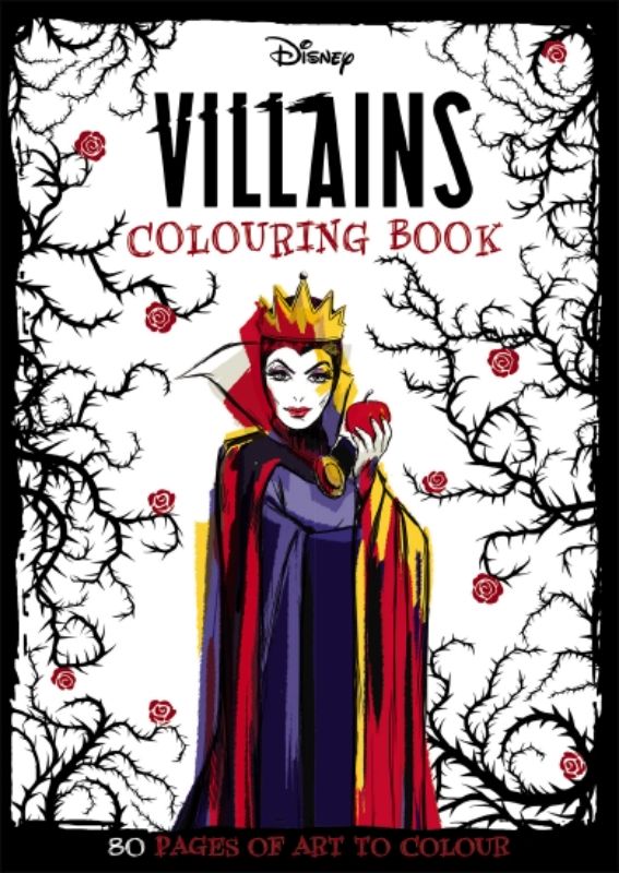 80 intricate illustrations of Disney villains for adults to color, celebrating iconic characters like Maleficent and Captain Hook.