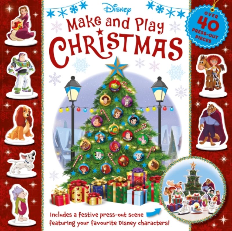 Disney: Make And Play Christmas board book featuring press-out crafts with beloved characters for festive family fun.