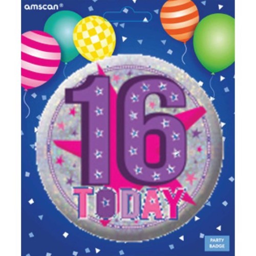 Vibrant "Happy 16th Birthday" badge, perfect for celebrations and makes the birthday star feel special.