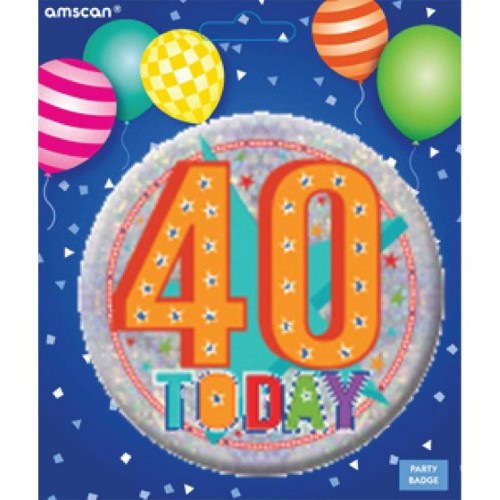 Vibrant "Happy 40th Birthday" badge, perfect for celebrating milestone birthdays with style and joy.