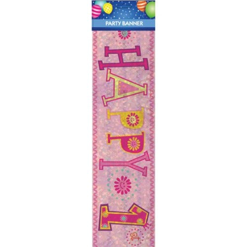 Banner Happy 1st Birthday Girl
