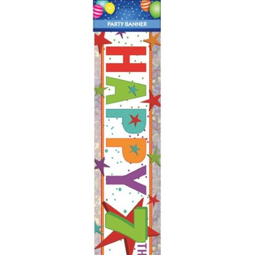 Colorful 6-foot banner celebrating a child's 7th birthday, designed for joyful indoor and outdoor party decorations.