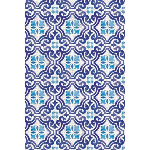 Mediterranean fabric dinner napkins with vibrant patterns, perfect for elegant dining and sustainable table settings. Pack of 2.