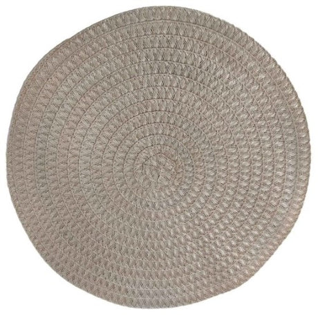 Round, eco-friendly Mediterranean woven placemat (38cm) adds style and warmth to any dining setting.