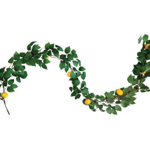 Lush 1.8m Mediterranean Foliage Garland featuring vibrant leaves, perfect for elegant home decor and special events.