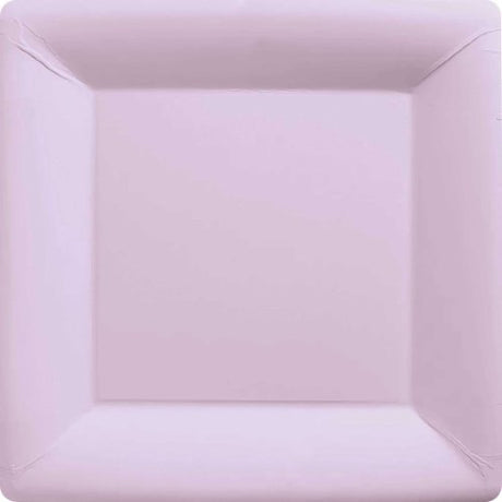 Pastel lilac paper plates, 17cm square, pack of 20, eco-friendly and stylish for any occasion.