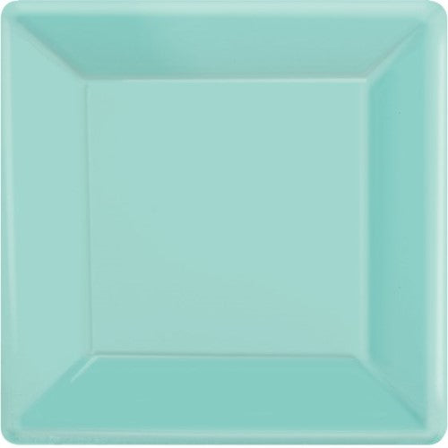 Robin's Egg Blue square paper plates, 17cm, pack of 20—eco-friendly and stylish for any occasion.