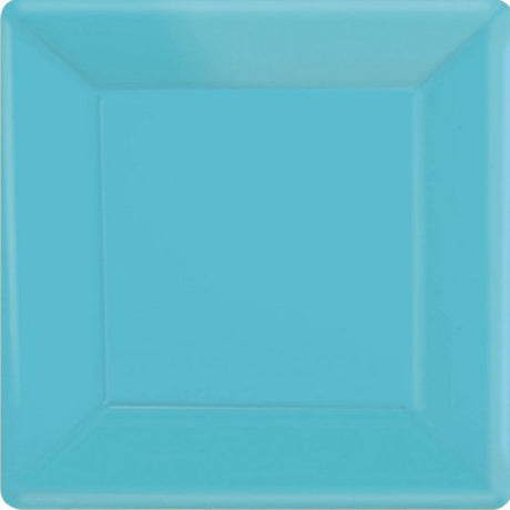 Vibrant Caribbean Blue eco-friendly paper plates, 17cm square, pack of 20, perfect for stylish and easy dining.