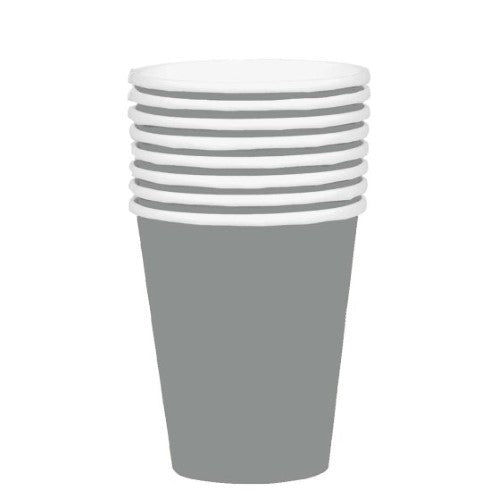 Elegant silver paper cups, 354ml capacity, 20-pack, eco-friendly, perfect for parties and everyday use.