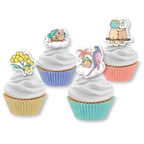 May Gibbs Cupcake & Pick Set featuring 24 charming cupcake cases and assorted picks for stylish celebrations.