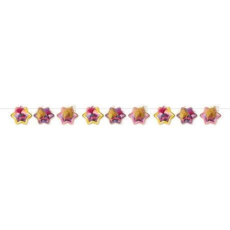 Colorful Trolls 3 Band Together Ribbon Garland, 2.8m long with playful cutouts, perfect for festive celebrations.