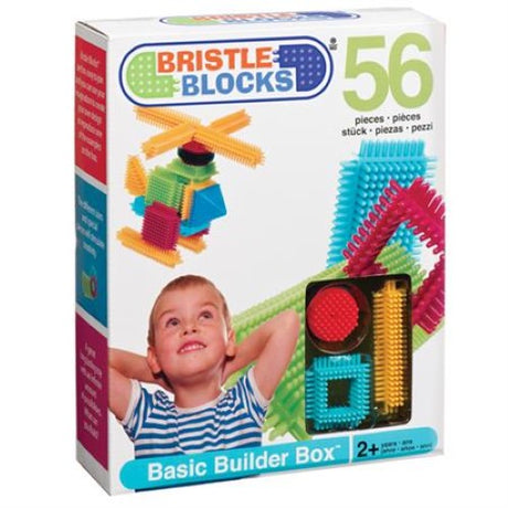 Vibrant 56-piece Bristle Blocks set for creative building, designed for kids aged 2+, promoting motor skills and imagination.