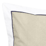 Olive European pillowcase with herringbone pattern, white border, and black piping for a sophisticated bedroom decor.