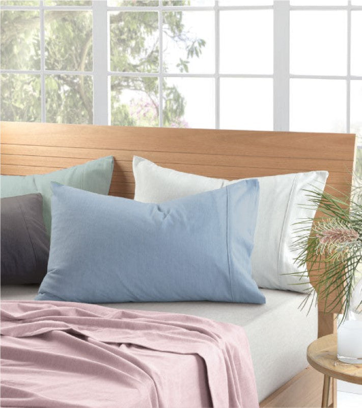 Queen Sheet Set in SURF green by Logan and Mason, featuring soft brushed cotton flannelette and elegant cuffed edges.