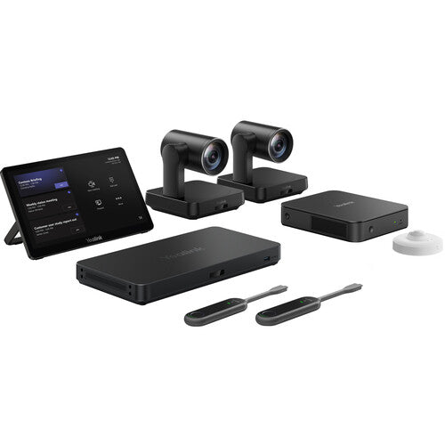 Yealink MVC940-C5 MS Teams Room System with dual UVC84 4K cameras, MCore mini-PC, touchscreen, and wireless sharing capabilities.