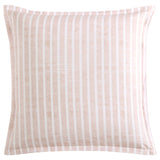 Luxurious European pillowcase in pink with white stripes, crafted from a cotton-rich blend for comfort and durability.