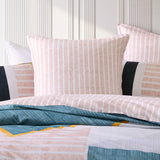 Luxurious pink and white striped European pillowcase by Logan & Mason, 65cm, crafted for comfort and style.