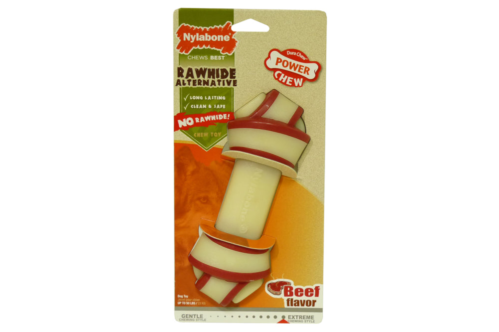 Giant rawhide knot bone for dogs, designed for aggressive chewers, promoting dental health and long-lasting entertainment.