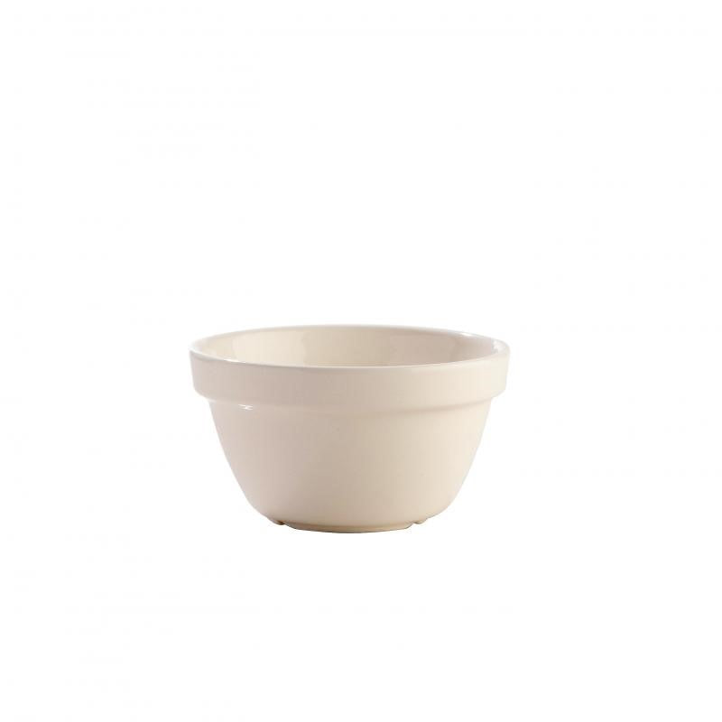 Mason Cash 14cm white pudding basin with vented base and rim, perfect for steaming desserts in style.