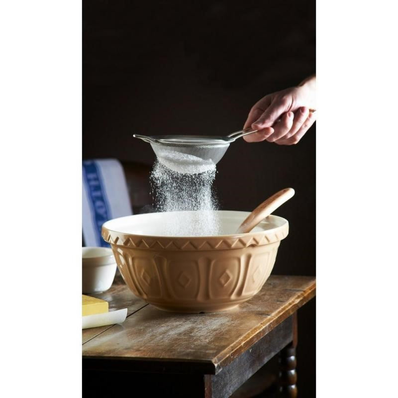 Mason Cash Cane Mixing Bowl, 32cm, 5L; durable earthenware ideal for mixing, kneading, and serving baked goods.