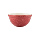 Mason Cash 21cm mixing bowl in burgundy with forest relief pattern, ideal for mixing and stylish kitchen decor.