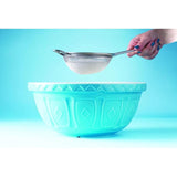 Vibrant turquoise 29cm mixing bowl with patterned exterior, ideal for baking and blending in any modern kitchen.