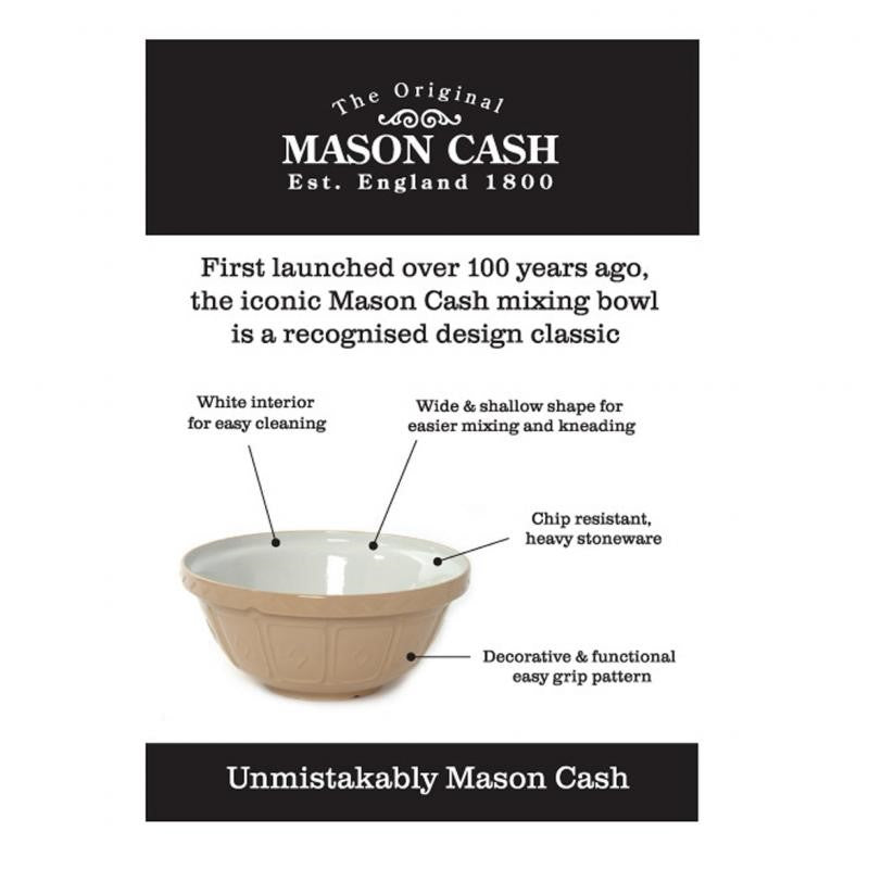 Vibrant red 29cm Mason Cash mixing bowl, chip-resistant stoneware with patterned grip, perfect for mixing or serving.