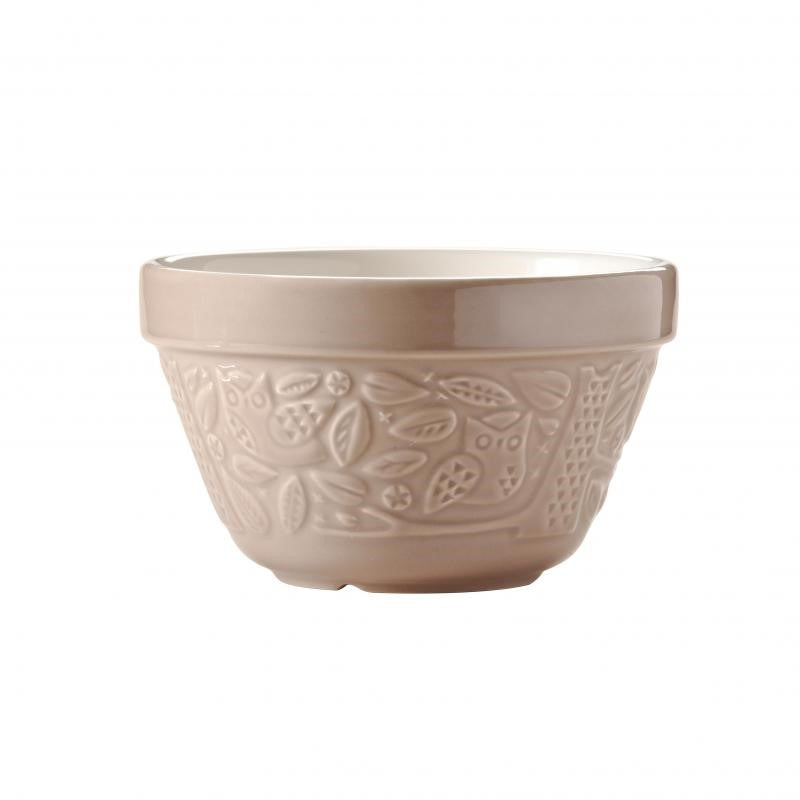 Stone cream pudding basin with owl design, 16 cm, perfect for traditional steamed desserts, microwave and oven safe.