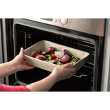 Mason Cash 31cm Rectangular Baker in white with forest embossing, perfect for baking and serving dishes elegantly.