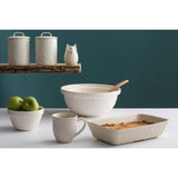 Mason Cash 31cm white stoneware rectangular baker with forest-inspired embossing, perfect for baking and serving dishes.