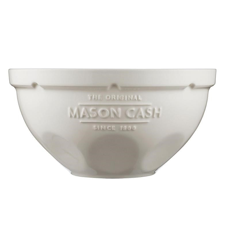 Mason Cash Grip Stand Mixing Bowl in white, 29cm, perfect for baking with ergonomic design and chip-resistant earthenware.