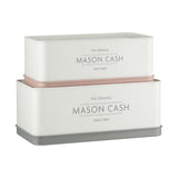 Mason Cash set of 2 rectangular tins in coated steel for baking and storage, featuring airtight lids and space-saving design.