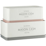 Mason Cash set of 2 rectangular tins in coated steel for baking and storage, featuring airtight lids and nesting design.