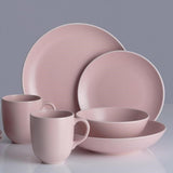 Set of 4 blush pink stoneware mugs (400ml) ideal for tea or coffee, microwave and dishwasher safe, packed in Mason Cash box.