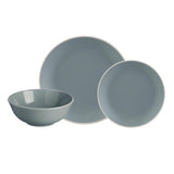 Mason Cash 12-piece dinner set in grey, featuring durable stoneware plates and bowls for versatile dining occasions.