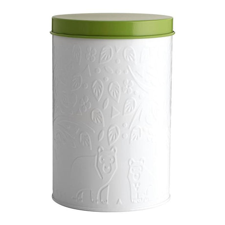 Mason Cash 2.9L storage canister featuring embossed forest scenes for stylish kitchen organization.