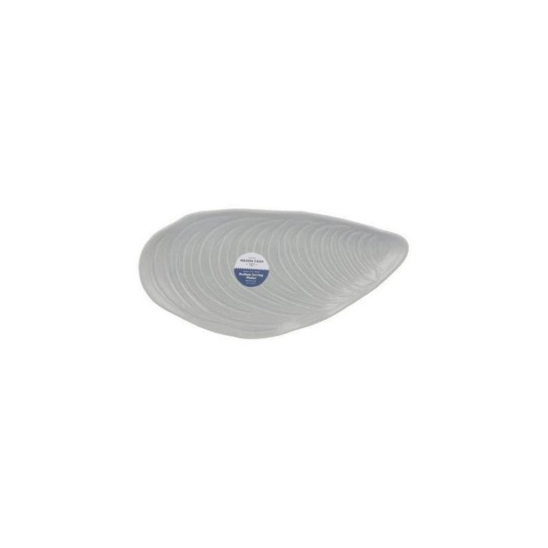 Mason Cash Nautical Medium Shell Platter, 36.5 cm stoneware, shell-shaped, perfect for seafood, snacks, or elegant dining.