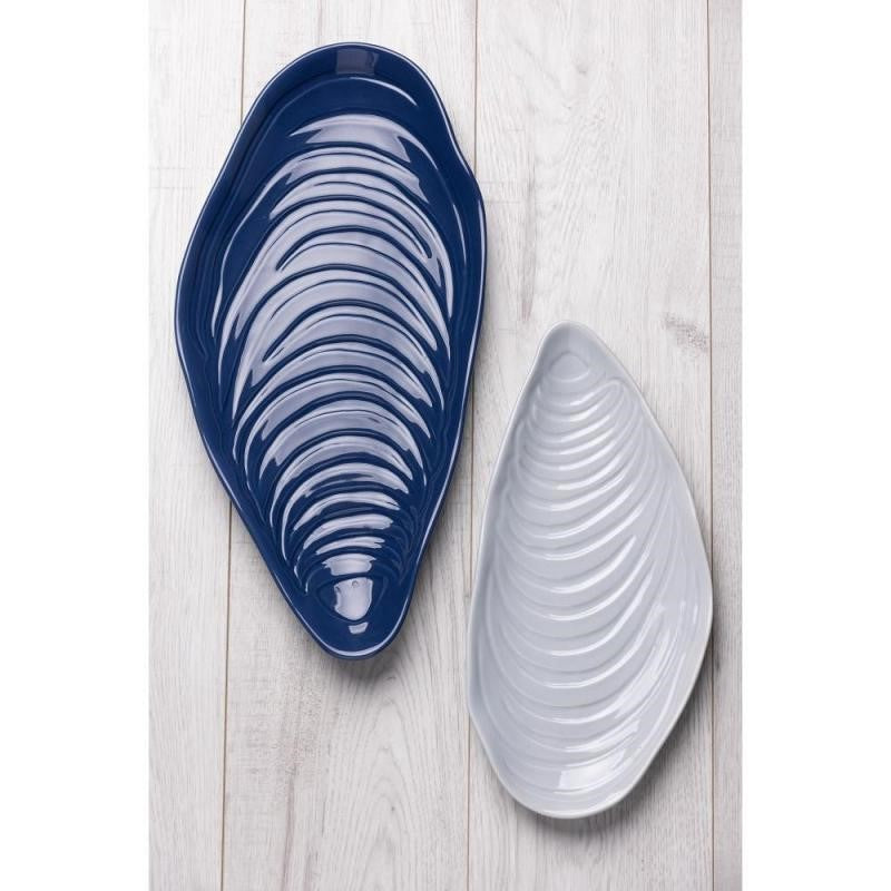 Mason Cash Nautical Medium Shell Platter, 36.5 cm stoneware, embossed shell design, perfect for serving seafood and snacks.