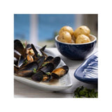 Mason Cash Nautical Medium Shell Platter, 36.5 cm, chip-resistant stoneware with an elegant shell design for serving seafood and snacks.