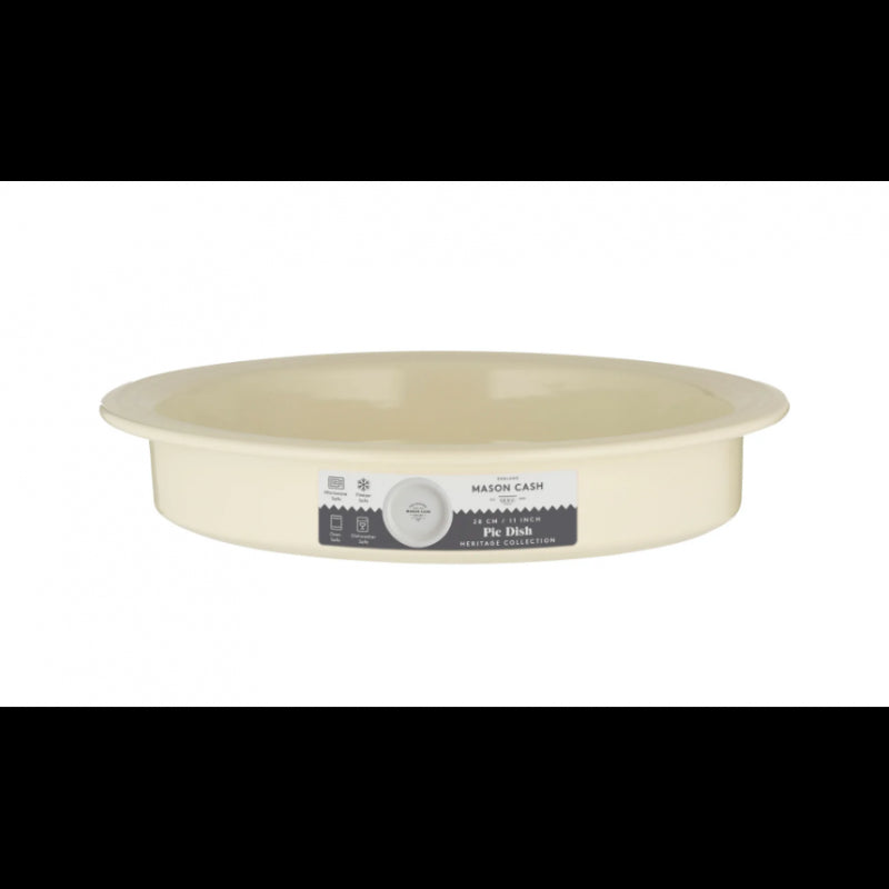 Mason Cash Heritage Pie Dish, 1.4L, 28cm diameter, stoneware for sweet and savory pies, microwave and dishwasher safe.