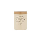 Mason Cash Heritage Tea Canister in coated steel, 1.3L, airtight lid for fresh tea storage, vintage design, perfect for kitchen.