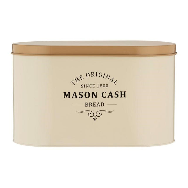 Mason Cash Heritage Bread Bin in coated steel, 10L capacity, stylish design keeps bread and baked goods fresh and organized.