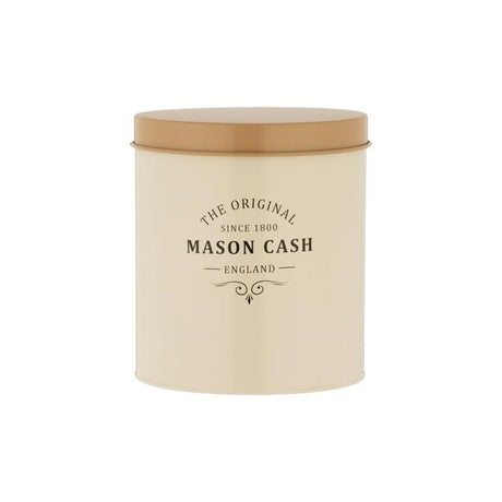 Mason Cash Heritage Medium Storage Canister, 3.2L, durable steel, airtight lid, stylishly organizes dry goods in your kitchen.